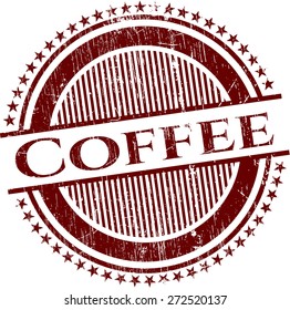 Red coffee rubber grunge isolated stamp