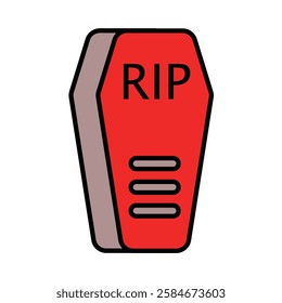 Red Coffin Icon with RIP Text