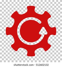 Red Cog Rotation Direction interface toolbar pictogram. Vector pictograph style is a flat symbol on chess transparent background.
