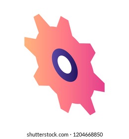 Red cogwheel icon. Isometric of red cogwheel vector icon for web design isolated on white background