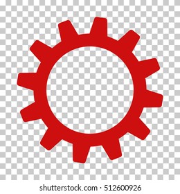 Red Cogwheel interface toolbar icon. Vector pictograph style is a flat symbol on chess transparent background.