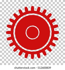 Red Cogwheel interface toolbar pictogram. Vector pictogram style is a flat symbol on chess transparent background.