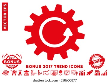 Red Cogwheel Rotation pictograph with bonus 2017 trend elements. Vector illustration style is flat iconic symbols, white background.