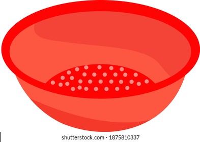 Red colander, illustration, vector on white background