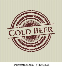 Red Cold Beer distress grunge style stamp
