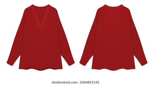 Red collar jumper. vector illustration