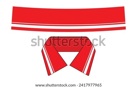 Red collar with white double line for polo shirt, jacket on white background, vector file.