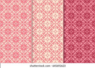Red collection of floral seamless backgrounds