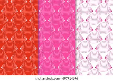 Red collection of geometric seamless patterns. Wallpapers