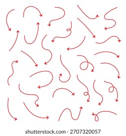 Red Collection of line arrows. Set simple curved hand drawn arrows. Collection of pointers. Hand drawn arrow vector icons set. sketch arrow design . blue hand drawn doodle arrow icon vector . 