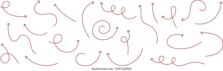  Red Collection of line arrows. Set simple curved hand drawn arrows. Collection of pointers. Hand drawn arrow vector icons set. sketch arrow design . blue hand drawn doodle arrow icon vector . 