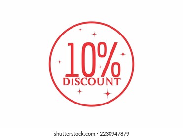 Red color of 10 percent discount sign symbol design