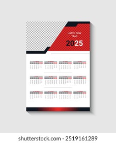 Red color 2025 wall calendar design