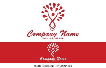 Red Color Abstract Creative People Light Logo Design