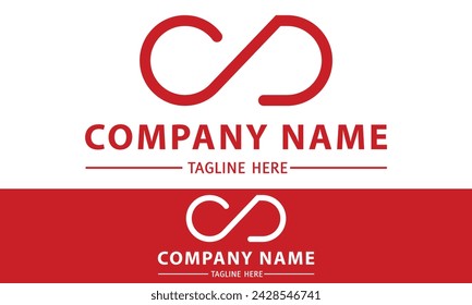 Red Color Abstract Line Art Initial Letter C and D Infinity Logo Design