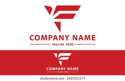 Red Color Abstract Modern Initial Letter F Triangle Logo Design	