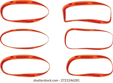 Conjunto de Anuncios de óvalos irregulares dibujados a mano de patrón abstracto de color rojo