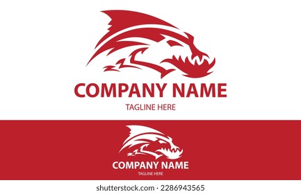 Abstraktes Design des Logos für abstrakte Rotfarben-Raubfische