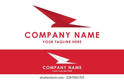 Red Color Abstract Shape Fast Bird Logo Design