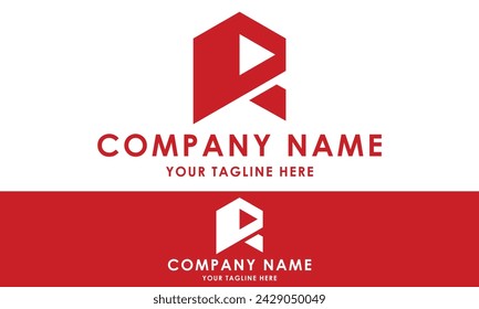 Red Color Abstract Simple Shape Initial Letter R Logo Design