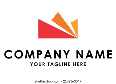 Red Color Abstract Triangle Shape Logo Design