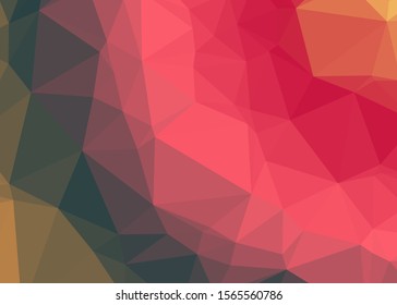 Red Color Abstract trianglify Generative Art background illustration