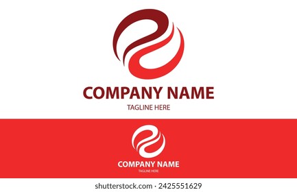 Cabeza abstracta del logotipo del círculo medio del color rojo