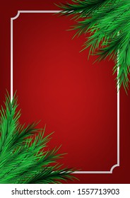 Red color abstract vector illustration background with pine leaf
