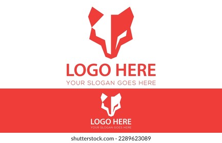 Red Color Angry Wolf Head Logo Design