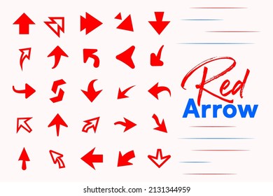 Red color arrow vectors collection. Designed for multipurpose use such as business, content, marketing.