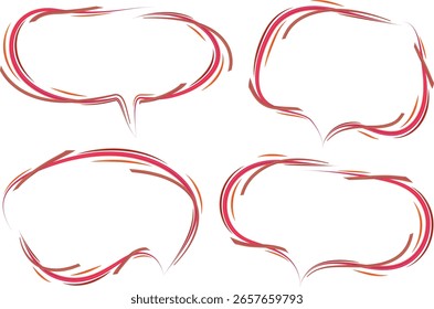 red color art stroke outlined abstract speech bubbles