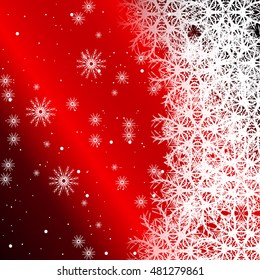 red color background with snowflakes for Christmas cards. vector illustration. graphic arts and design. a series of images for the new year and Christmas
