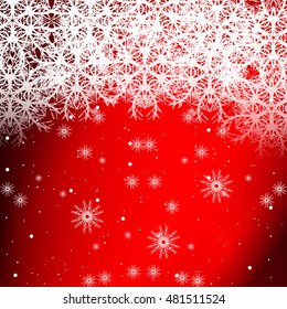 red color background with snowflakes for Christmas cards. vector illustration. graphic arts and design. a series of images for the new year and Christmas