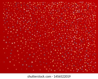 Red color background. Stars confetti. Minimal colorific texture. Stars confetti. Background confetti with stars.