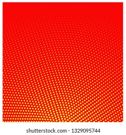 Red color background yellow dot halftone pattern vector