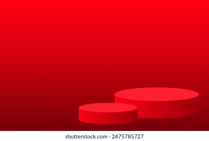 Red color banner, podium, advertisement, free space, hot banner, new year, sale 
