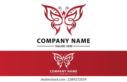 Red Color Beautiful Butterfly Love Logo Design