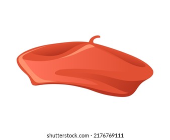 Red color beret hat vector illustration isolated on white background