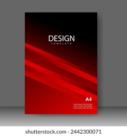 Red color book cover design modern. Annual report. Brochure template, catalog. Simple Flyer promotion. magazine. Vector illustration