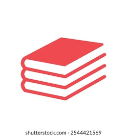 livro de cor vermelha, silhueta do vetor do ícone do livro, Livro vermelho isolado no fundo branco
