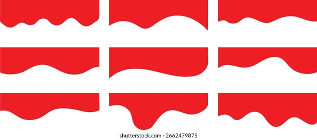 Diseño de onda de forma de borde de color rojo, Formas divisoras, colección de curva de Plantilla de marco