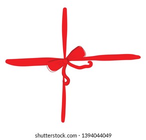 A red color bow used for decorating gifts and presents vector color drawing or illustration