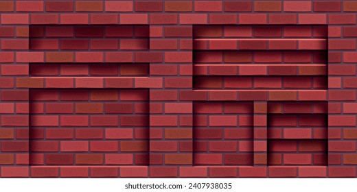 red color brick wall dip shadow set