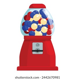 Red color bubblegum machine icon cartoon vector. Small equipment. Slot dessert