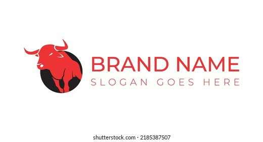 Red Color Bull Mascot Logo Design