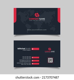 Red color business card, colorful business card template design