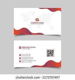 Red color business card, colorful business card template design