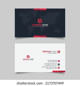 Red color business card, colorful business card template design