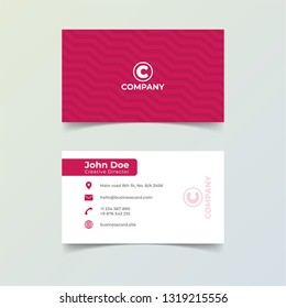 Red Color Business Card Print Template. Personal Name Card With Company Logo.