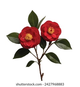 Red color Camellia flower vector artwork 